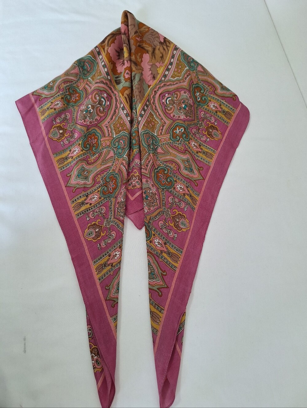 ROYAL SILK Pink Paisley Print Silk-Feel Scarf for Women